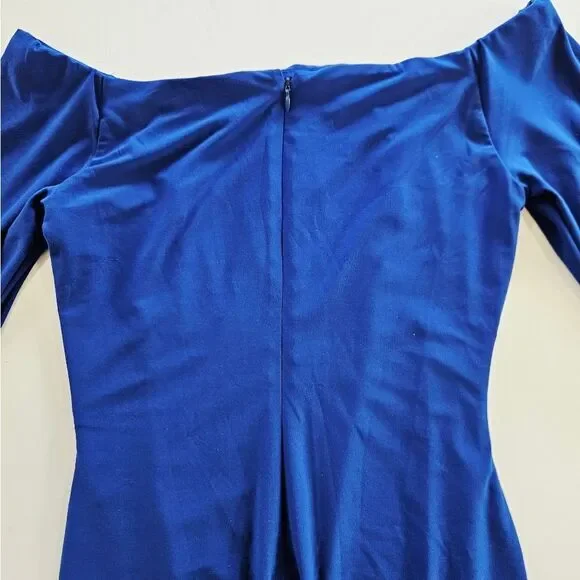 Lauren Ralph Lauren Square Neck Balloon Sleeve Ruched Dress in Sapphire Blue 6 - Picture 8 of 10